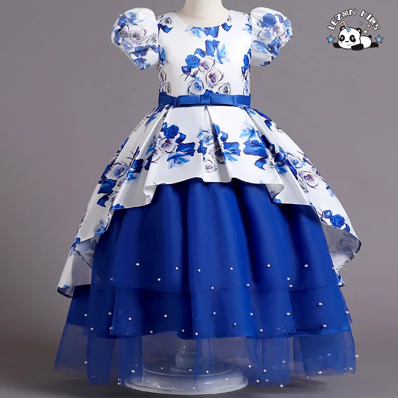 LEZONKIDS - Beautiful Little Queen Flower Girl Children Mesh Tulle Flower Girl Dresses Christmas Clothes Casual Custom Summer Kids